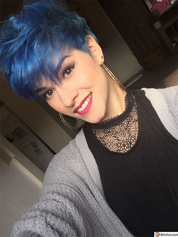 blue hair woman