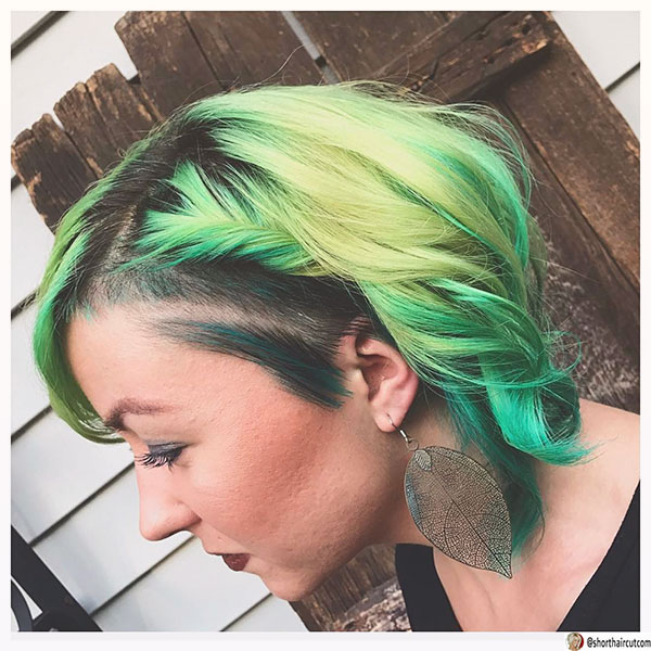 cute green hairstyles