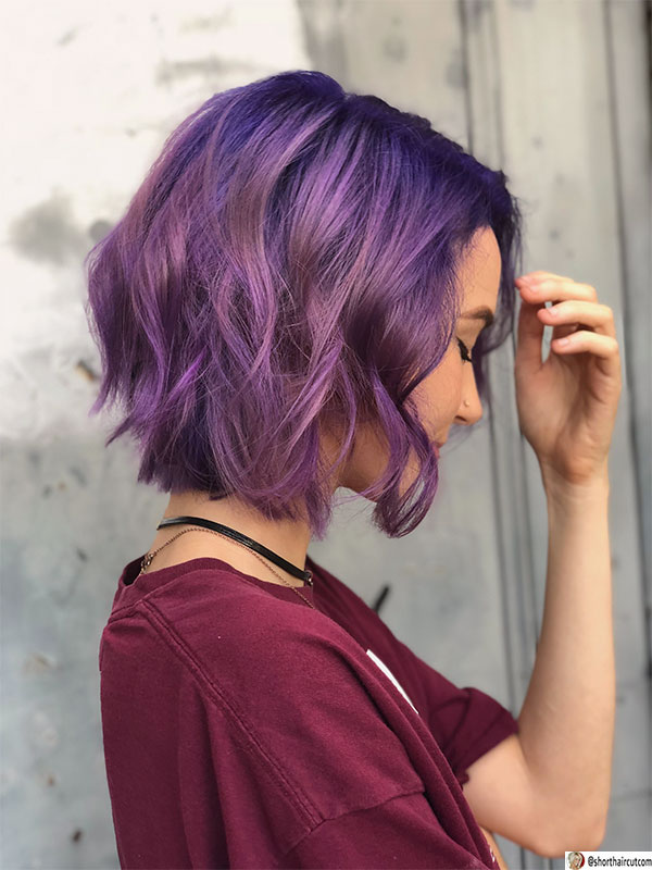 cute hairstyles for short purple hair
