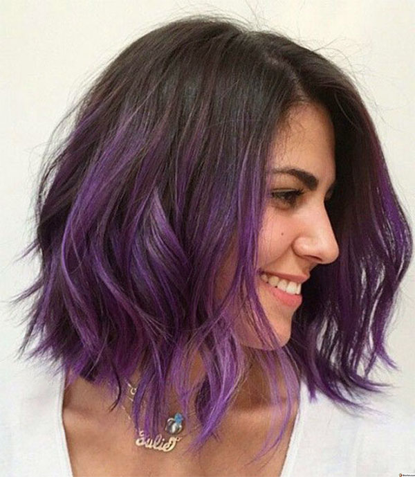 cute short purple hairstyles
