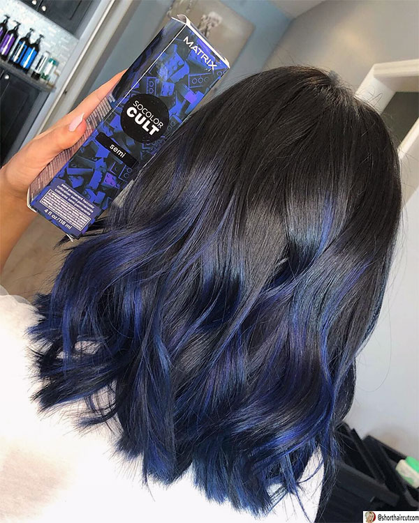 female with blue hair