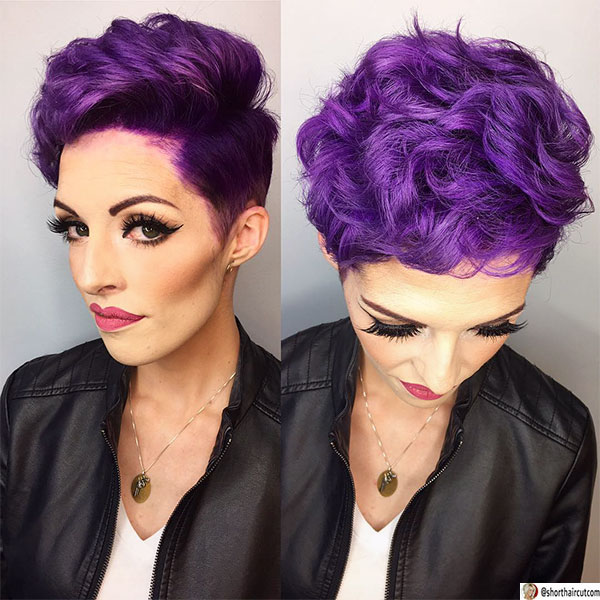 female with purple hair