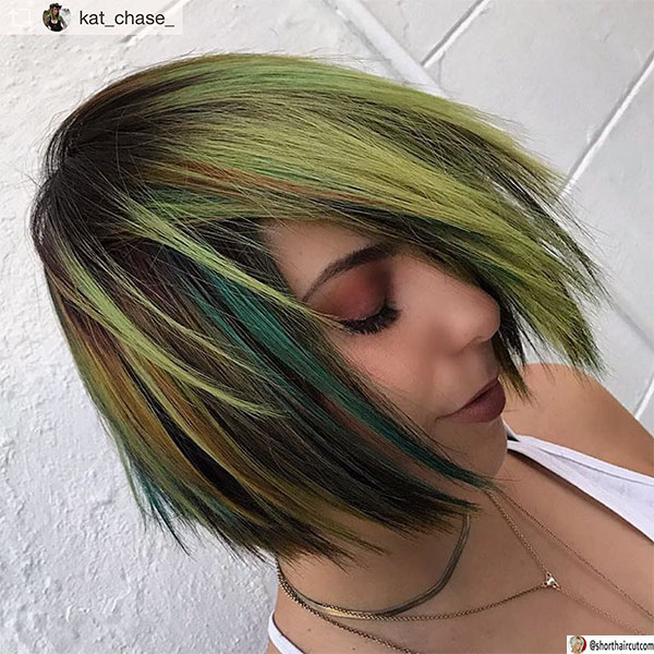 green and short hair