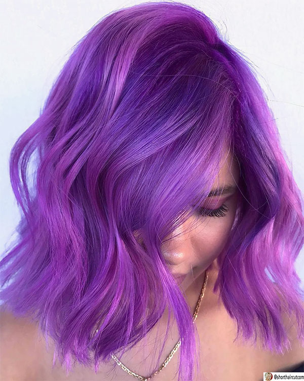 hair styles for short purple hair