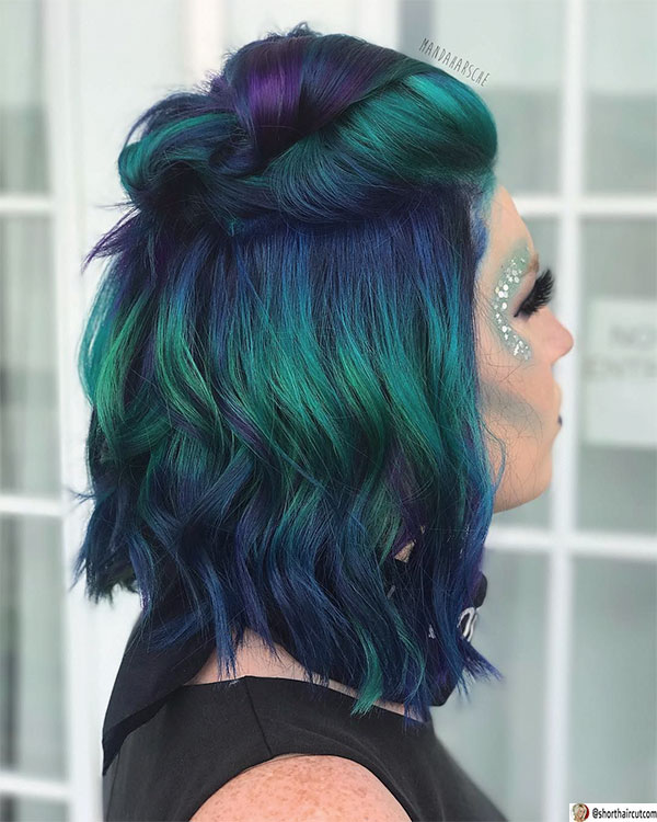 latest green hairstyles