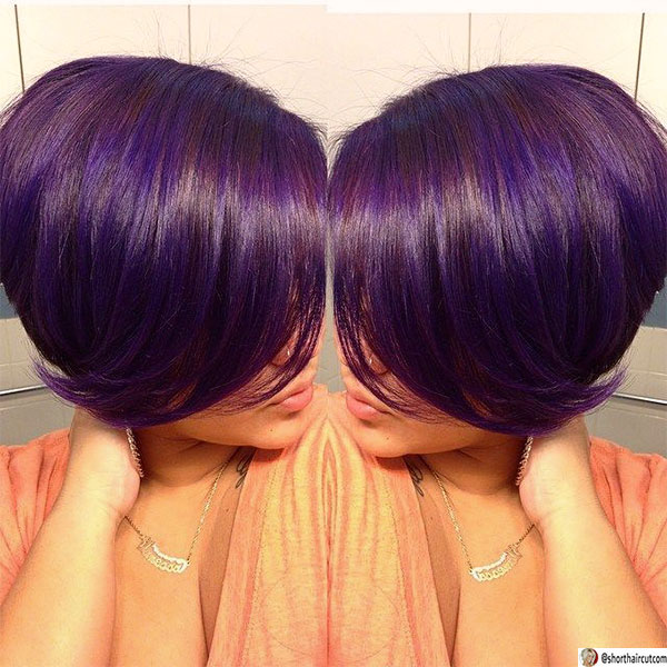 purple cut hair