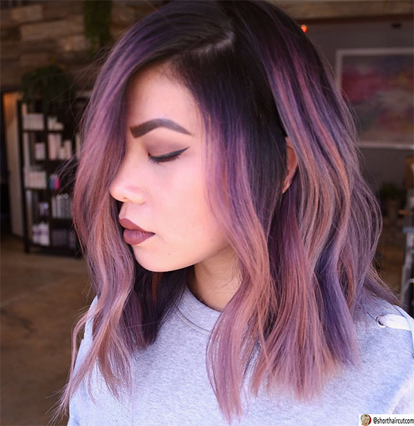 purple hair short hair