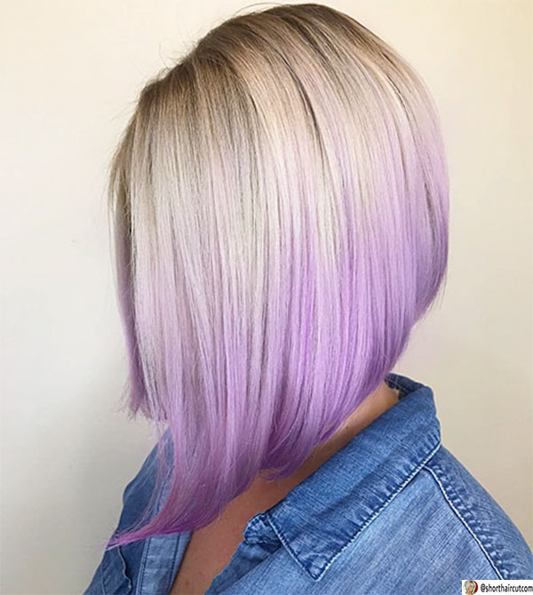 purple woman short hair