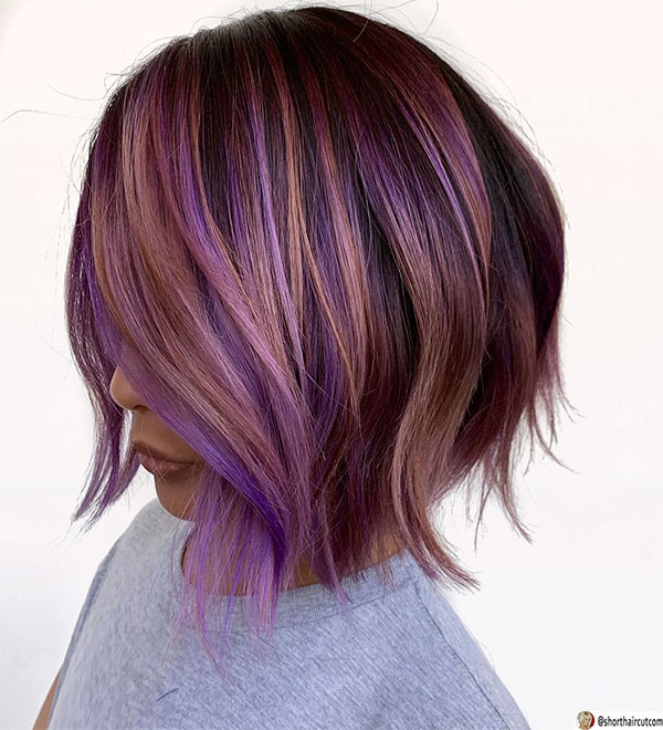short cut purple hairstyles