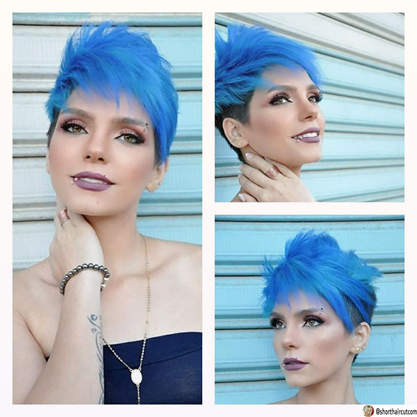 short hair with blue color